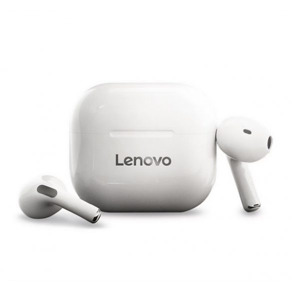 Căști bluetooth LENOVO LIVEPODS LP40 STEREO (v5.0, TWS, microfon, filtru de zgomot + carcasă de încărcare) ALBE