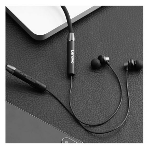 LENOVO HE05 cască bluetooth Stereo (V5.0, bandă pentru gât, rezistent la cădere, microfon, anulare zgomot, SPORT) NEGRU