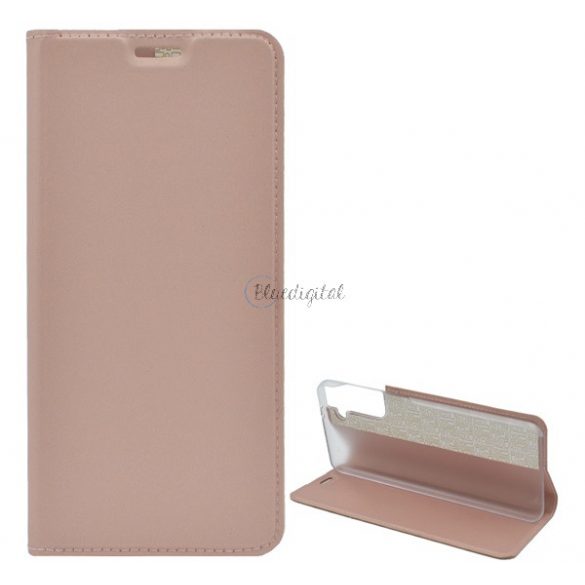 Carcasa in picioare, efect piele (FLIP, deschidere laterala, functie suport de masa) ROSE GOLD 2 Samsung Galaxy S21 Plus (SM-G996) 5G