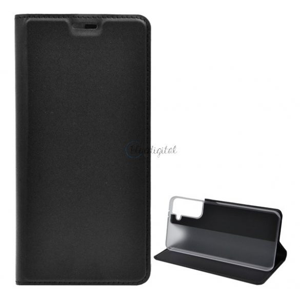 Carcasa in picioare, efect piele (FLIP, deschidere laterala, functie suport pentru masa) NEGRU Samsung Galaxy S21 Plus (SM-G996) 5G