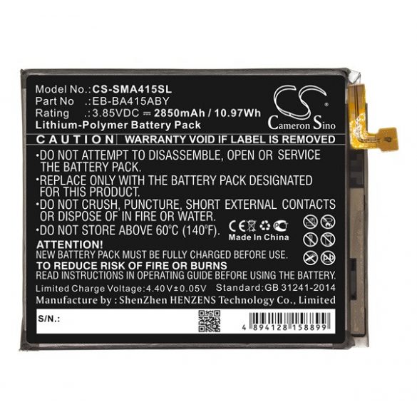 Baterie CAMERON SINO Li-Polymer (3,85V/2850mAh, compatibil cu Samsung EB-BA415ABY) NEGRU Samsung Galaxy A41 (SM-A415F)