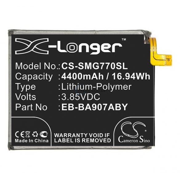 Baterie CAMERON SINO Li-Polymer (3,85V/4400mAh, compatibil cu Samsung EB-BA907ABY) NEGRU Samsung Galaxy S10 Lite (SM-G770F)