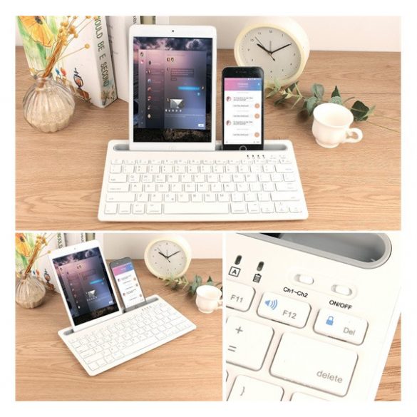 Tastatură Bluetooth (suport desktop, QWERTY, engleză, dispozitiv multipoint 2) ALB