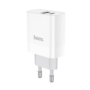 HOCO C80A RAPIDO încărcător de reţea tip C+priză USB (20W, încărcător rapid PD 3.0) ALB