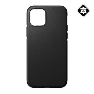 Protectie de telefon din plastic 4-OK (spate din piele naturala, interior din microfibra de pluș anti-zgârieturi, premium) NEGRU Apple iPhone 12 Pro Max