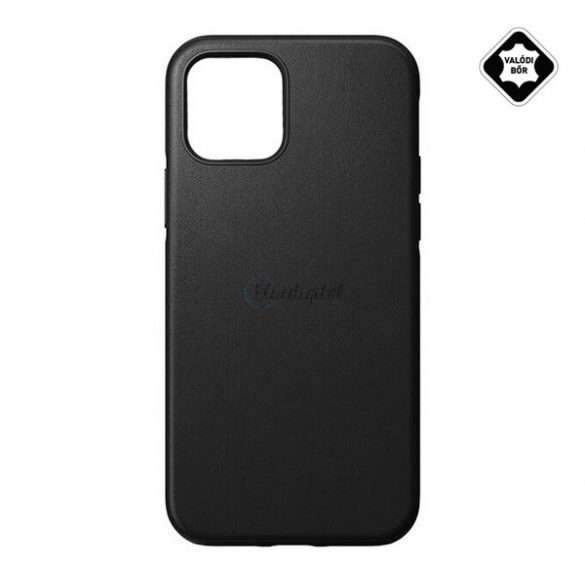 Protectie de telefon din plastic 4-OK (spate din piele naturala, interior din microfibra de pluș anti-zgârieturi, premium) NEGRU Apple iPhone 12 mini