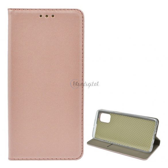 Husă în picioare, efect piele (FLIP, deschidere laterală, funcție de suport pentru desktop) ROSE GOLD Samsung Galaxy M51 (SM-M515F)