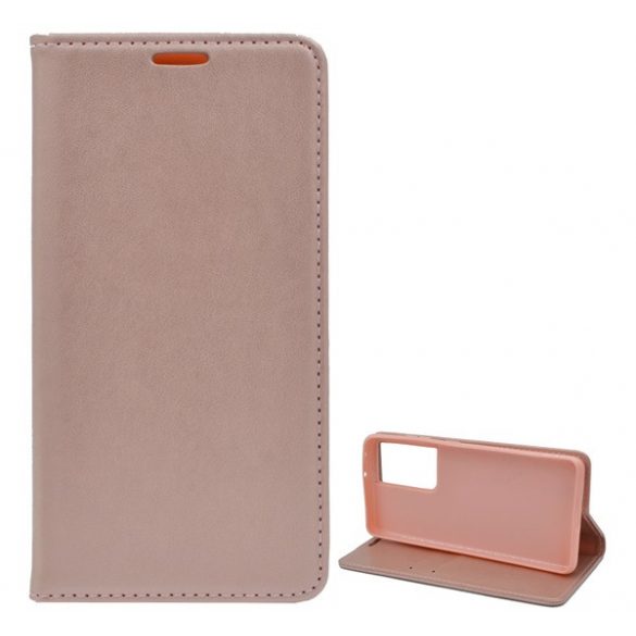 Carcasa in picioare, efect piele (FLIP, deschidere laterala, functie suport de masa) ROSE GOLD Samsung Galaxy S21 Ultra (SM-G998) 5G