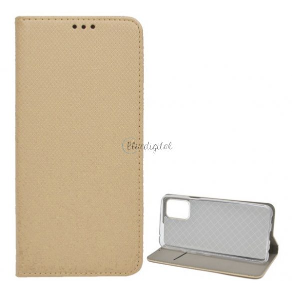 Carcasa in picioare, efect piele (FLIP, deschidere laterala, functie suport de masa, model romb) GOLD LG K52 (LMK520), LG K62 (LMK525)