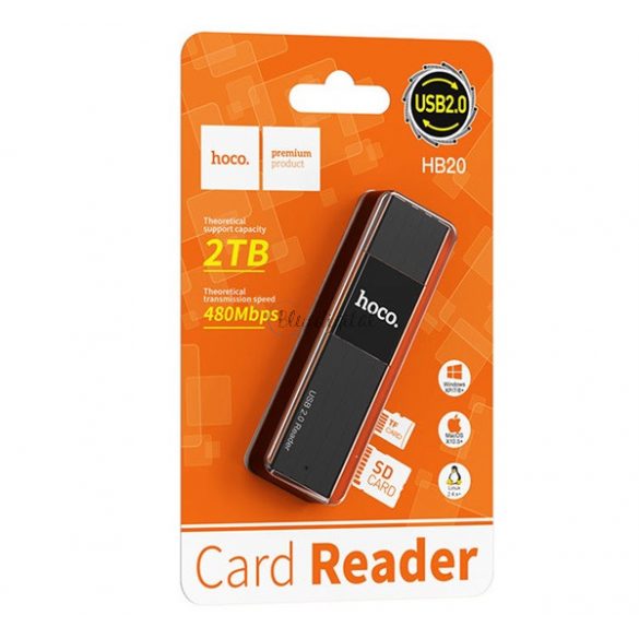 HOCO HB20 cititor de carduri (USB 2.0/Nano/MicroSD) NEGRU