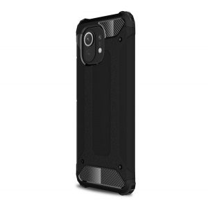 Protector de telefon din plastic Defender (rezistenta la impact mediu, colt cu perna de aer, interior din silicon, efect metalic) NEGRU Xiaomi Mi 11 5G