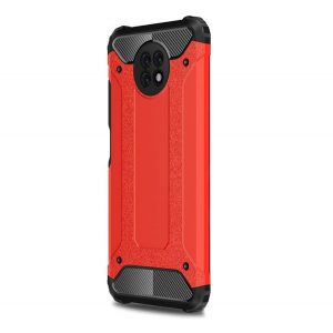 Protector de telefon din plastic Defender (rezistenta la impact mediu, colt cu perna de aer, interior din silicon, efect metalic) ROSU Xiaomi Redmi Note 9 5G