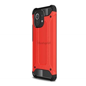 Protector de telefon din plastic Defender (rezistenta medie la impact, colt cu perna de aer, interior din silicon, efect metalic) RED Xiaomi Mi 11 5G