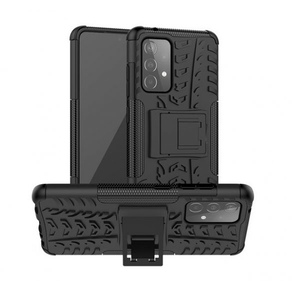 Protecție din plastic pentru telefon Defender (rezistență medie la impact, interior din silicon, anti-alunecare, model anvelope auto) negru Samsung Galaxy A52 5G (SM-A526F), Samsung Galaxy A52 4G (SM-A525F), Samsung Galaxy A52s