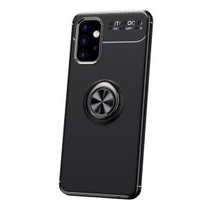 Protector de telefon din plastic Defender (rezistență medie la impact, interior din silicon, inel suport telefon, placă metalică încorporată) NEGRU Samsung Galaxy A32 5G (SM-A326)