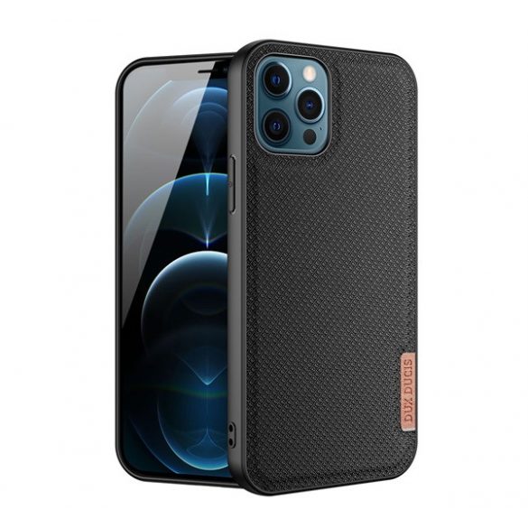 Protectie de telefon din silicon DUX DUCIS FINO (interior din plastic, rezistenta medie la impact, model grila) NEGRU Apple iPhone 12 Pro Max