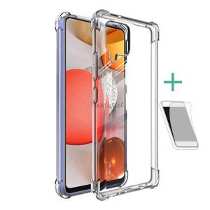 Protector de telefon din silicon IMAK (rezistenta medie la impact, colt cu perna de aer + folie protector ecran) TRANSPARENT Samsung Galaxy A42 5G (SM-A425F)