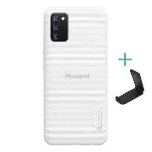 Protector de telefon din plastic NILLKIN SUPER FROSTED (cauciucat, suprafață aspră + suport de birou) ALB Samsung Galaxy A02s (SM-A025F)