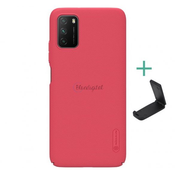 Protector de telefon din plastic NILLKIN SUPER FROSTED (cauciucat, suprafata aspra + suport de masa) RED Xiaomi Poco M3