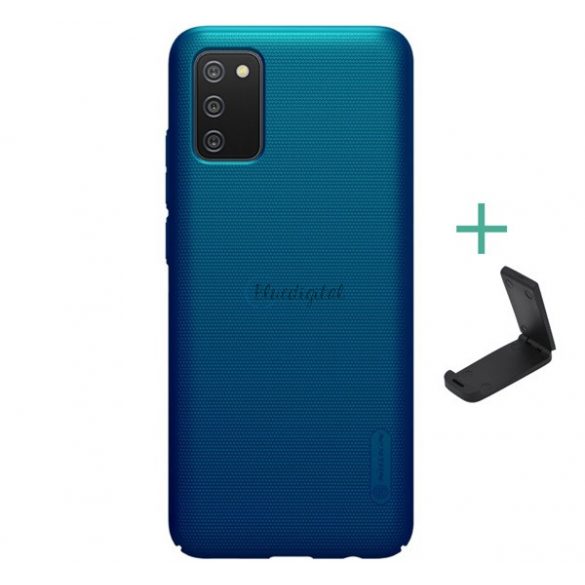 Protector de telefon din plastic NILLKIN SUPER FROSTED (cauciucat, suprafață aspră + suport de birou) ALBASTRU ÎNCHIS Samsung Galaxy A02s (SM-A025F)