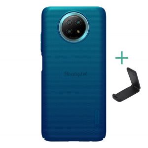 Protector de telefon din plastic NILLKIN SUPER FROSTED (cauciucat, suprafata aspra + suport de masa) ALBASTRU INCHIS Xiaomi Redmi Note 9 5G