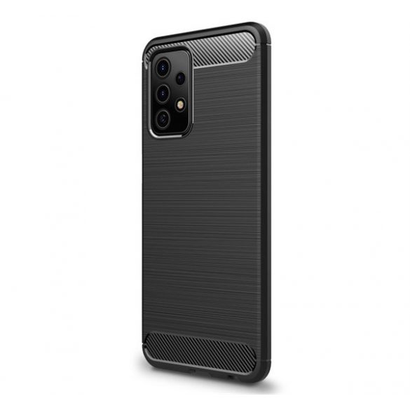 protecțiede telefon din silicon (rezistent la impact mediu, călcâi cu pernă de aer, periat, model carbon) negru Samsung Galaxy A52 5G (SM-A526F), Samsung Galaxy A52 4G (SM-A525F), Samsung Galaxy A52s 5G (SM-