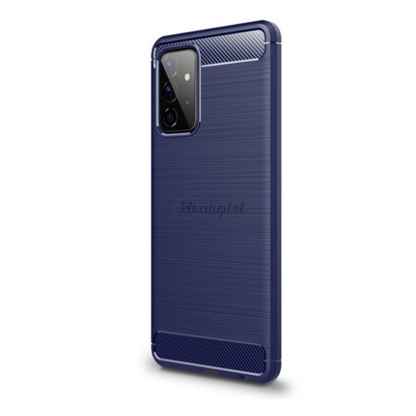 Protector de telefon din silicon (rezistență medie la impact, colț cu pernă de aer, periat, model carbon) ALBASTRU ÎNCHIS Samsung Galaxy A72 5G (SM-A726F), Samsung Galaxy A72 4G (SM-A725F)