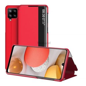 Husă în picioare, efect piele (FLIP activ, deschidere laterală, funcție de suport pentru desktop, afișare număr de telefon, fereastră de vizualizare) ROȘU Samsung Galaxy A42 5G (SM-A425F)