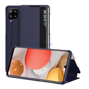 Carcasă în picioare, efect piele (FLIP activ, deschidere laterală, funcție de suport pentru desktop, afișare număr de telefon, fereastră de vizualizare) ALBASTRU ÎNCHIS Samsung Galaxy A42 5G (SM-A425F)