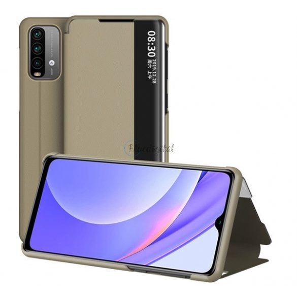 Husă în picioare, efect piele (FLIP, deschidere laterală, funcție suport de masă, afișare număr de telefon, fereastră de vizualizare) MARO Xiaomi Redmi 9T