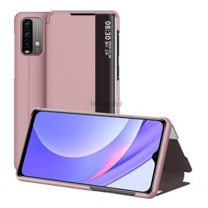 husă permanent cu efect de piele (FLIP, deschidere laterală, suport pentru desktop, ID apelant, fereastră de vizualizare) RED Xiaomi Redmi 9T