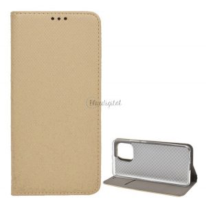 Carcasa in picioare, efect piele (FLIP, deschidere laterala, functie suport de masa, model romb) GOLD Xiaomi Mi 11 5G