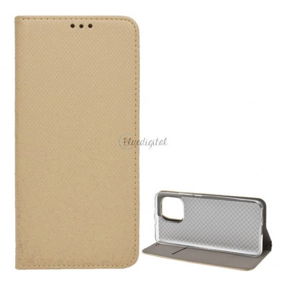 Carcasa in picioare, efect piele (FLIP, deschidere laterala, functie suport de masa, model romb) GOLD Xiaomi Mi 11 5G