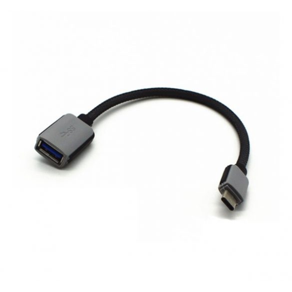 Cablu adaptor (priză USB - Type-C, OTG, transfer de date și încărcare, 20cm) NEGRU