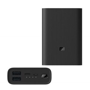 XIAOMI POWERBANK 3 încărcător de urgență microUSB+Type-C socket (10000mAh, 37W, încărcător rapid) NEGRU