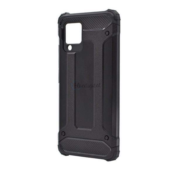 Protector de telefon din plastic Defender (rezistență medie la impact, colț cu pernă de aer, interior din silicon, efect metalic) NEGRU Samsung Galaxy A42 5G (SM-A425F)