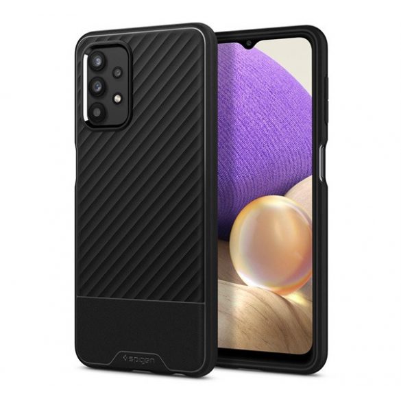 Protectie de telefon din silicon SPIGEN CORE ARMOR (rezistenta la impact mediu, protectie camera, model in dungi) NEGRU Samsung Galaxy A32 5G (SM-A326)