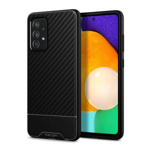 Protectie de telefon din silicon SPIGEN CORE ARMOR (rezistenta la impact mediu, protectie camera, model in dungi) NEGRU Samsung Galaxy A72 4G (SM-A725F), Samsung Galaxy A72 5G (SM-A726F)