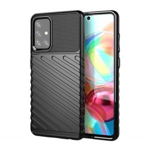 Protector de telefon din silicon (rezistență medie la impact, în dungi, model convex) NEGRU Samsung Galaxy A72 4G (SM-A725F), Samsung Galaxy A72 5G (SM-A726F)