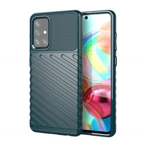 Protector de telefon din silicon (rezistent mediu la impact, cu dungi, model convex) VERDE ÎNCHIS Samsung Galaxy A72 4G (SM-A725F), Samsung Galaxy A72 5G (SM-A726F)