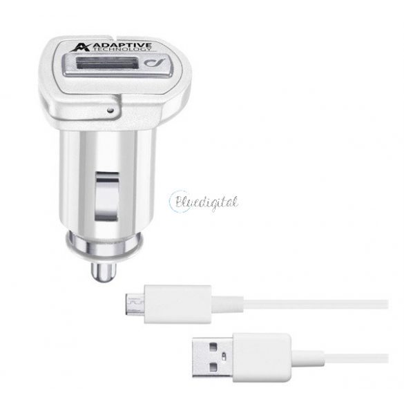 Încărcător auto CELLULARLINE priză USB (15W, încărcător rapid + cablu microUSB) ALB