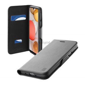 Husă CELLULARLINE BOOK CLUTCH în picioare, efect piele (FLIP, deschidere laterală, funcție suport card bancar) NEGRU Samsung Galaxy A42 5G (SM-A425F)