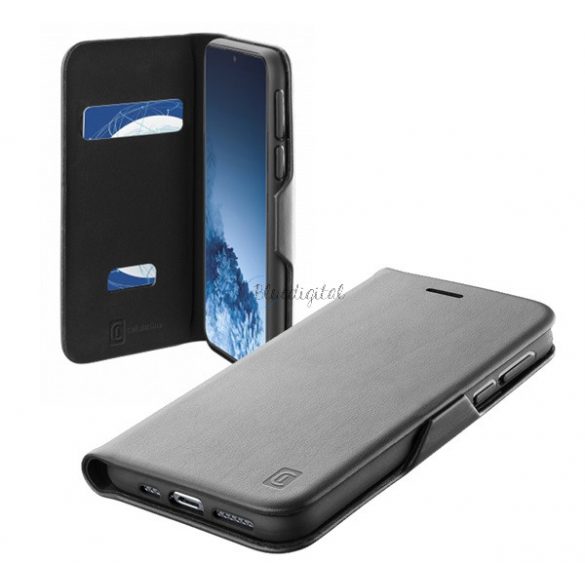 Husă CELLULARLINE BOOK CLUTCH în picioare, efect piele (FLIP, deschidere laterală, funcție suport card bancar) NEGRU Samsung Galaxy S21 Plus (SM-G996) 5G