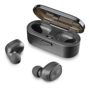 Căști bluetooth CELLULARLINE SHADOW STEREO (v5.0, TWS, ultrauşoare, microfon, filtru activ de zgomot + carcasă de încărcare) NEGRU