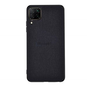 Protecție din plastic pentru telefon (rezistență medie la impact, cadru din silicon, spate textil) NEGRU Samsung Galaxy A12 (SM-A125F / SM-A127F)