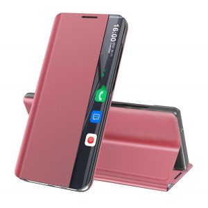 Husă stativă cu efect textil (FLIP activ, deschidere laterală, suport pentru desktop, Smart View Husă) CULOARE ROSE Samsung Galaxy A32 5G (SM-A326)