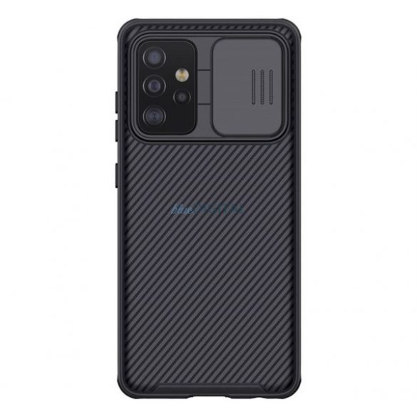 NILLKIN CAMSHIELD PRO protecție din plastic pentru telefon (cadru din silicon, rezistență medie la impact, protecție cameră foto, model cu dungi) NEGRU Samsung Galaxy A52 4G (SM-A525F), Samsung Galaxy A52 5G (SM-A526F), Samsun