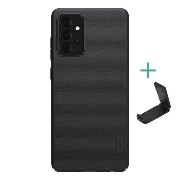 Protectie de telefon din plastic NILLKIN SUPER FROSTED (cauciucat, suprafata aspra + suport de birou) NEGRU Samsung Galaxy A72 4G (SM-A725F), Samsung Galaxy A72 5G (SM-A726F)