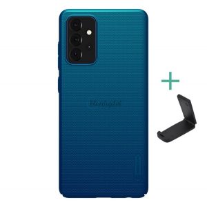 Protector de telefon din plastic NILLKIN SUPER FROSTED (cauciucat, suprafață aspră + suport de birou) ALBASTRU ÎNCHIS Samsung Galaxy A72 4G (SM-A725F), Samsung Galaxy A72 5G (SM-A726F)