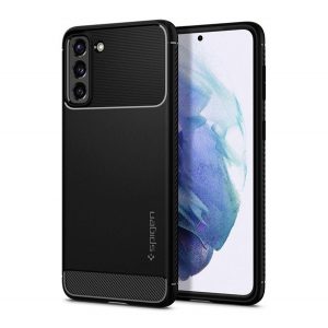 Protector de telefon din silicon SPIGEN RUGGED ARMOR (rezistență medie la impact, colț cu pernă de aer, model carbon) NEGRU Samsung Galaxy S21 (SM-G991) 5G